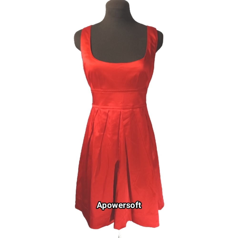 Red Stretch Satin Fit & Flare Dress